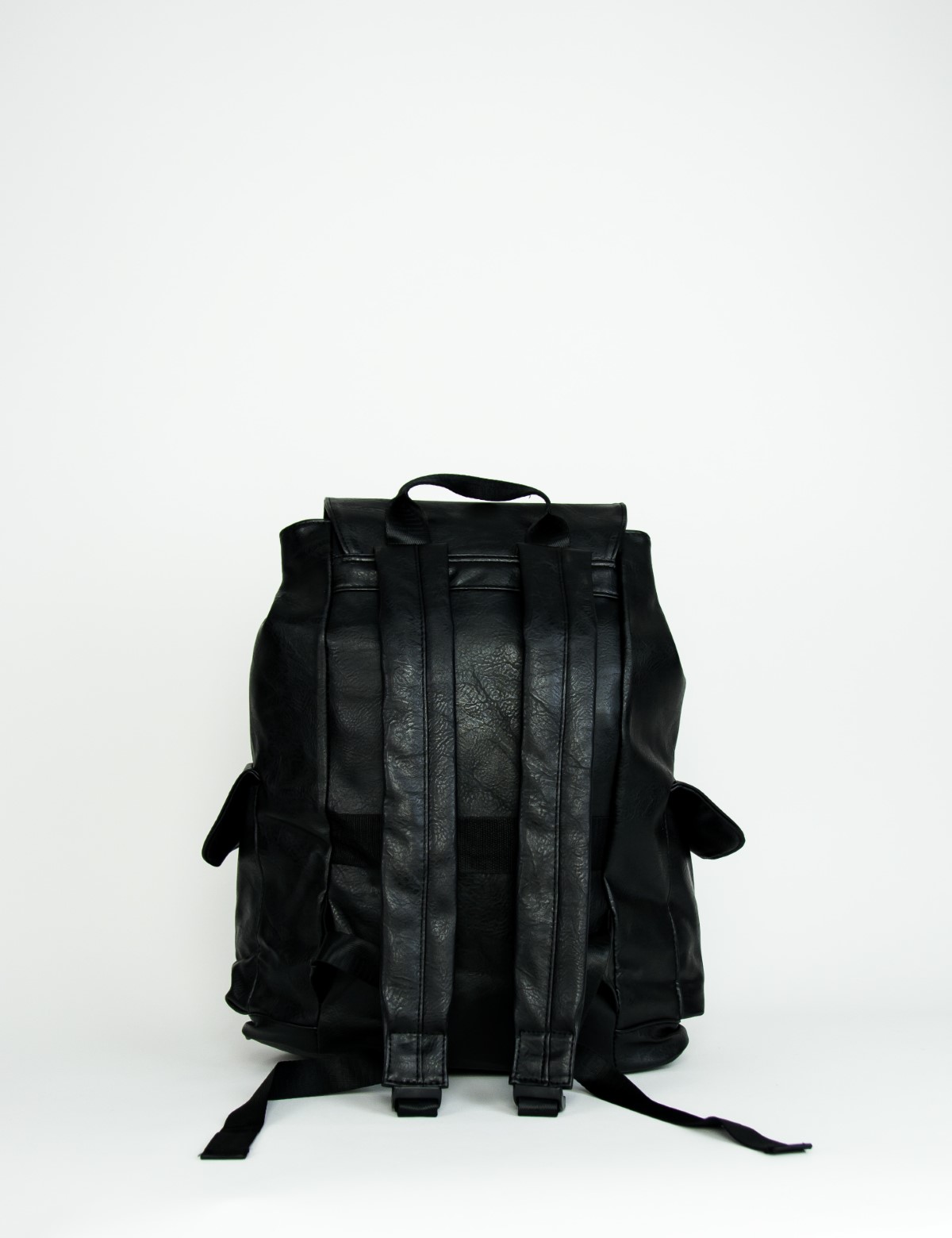 Ανδρικό μαύρο δερματίνη σακίδιο πλάτης DR2291 φωτογραφία